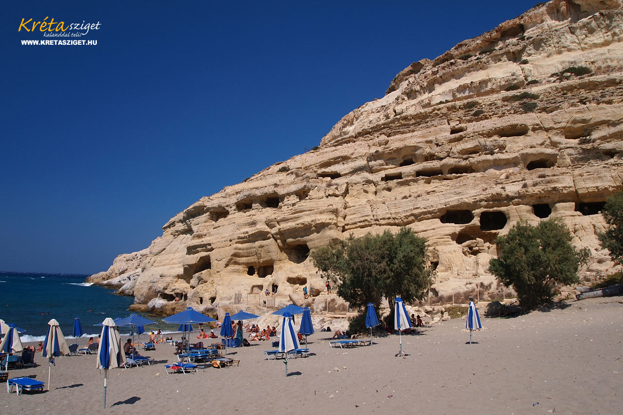 Matala strand és hippi üreg