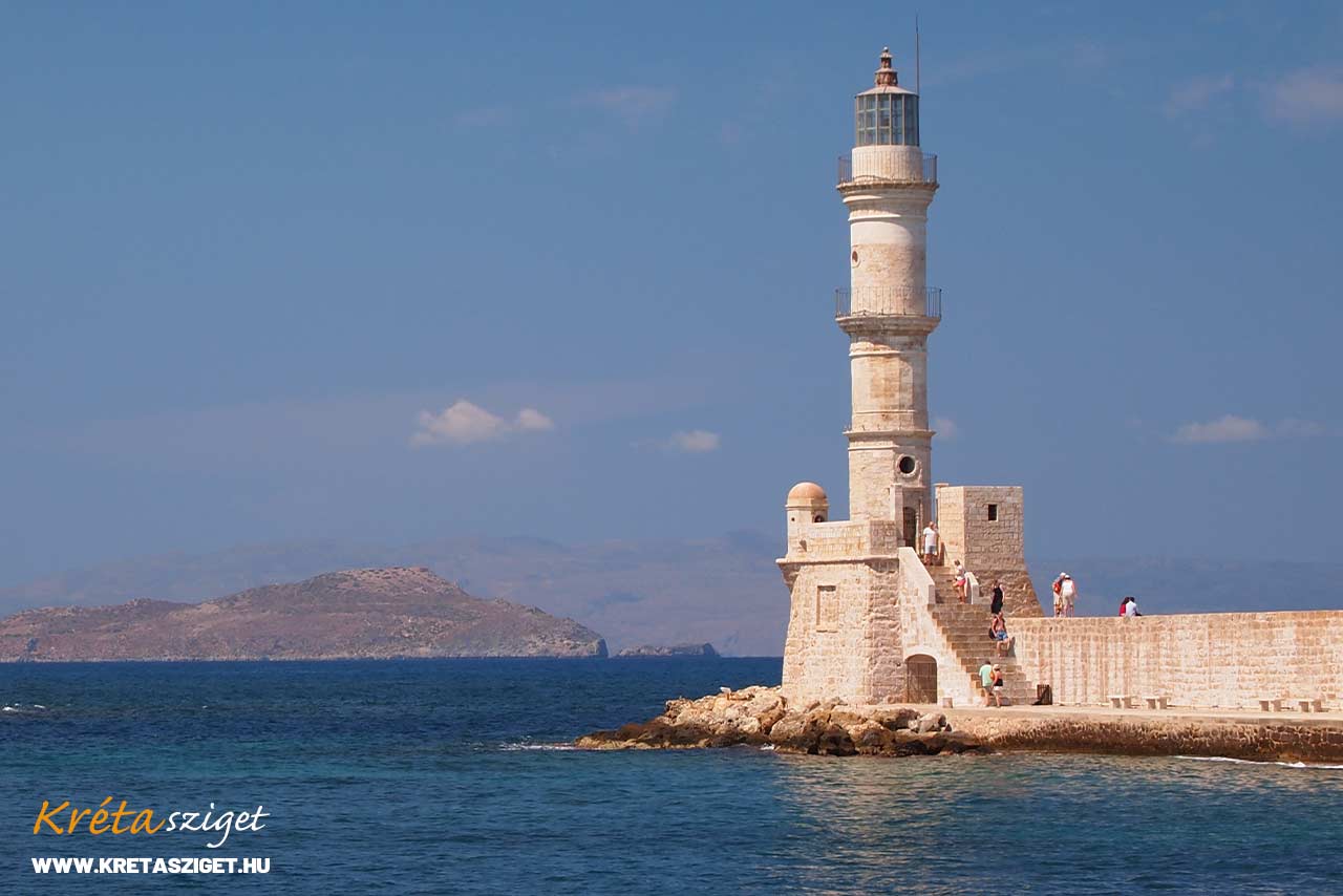 Chania látnivalói a velencei világítórony (Chania lighthouse, Faros)